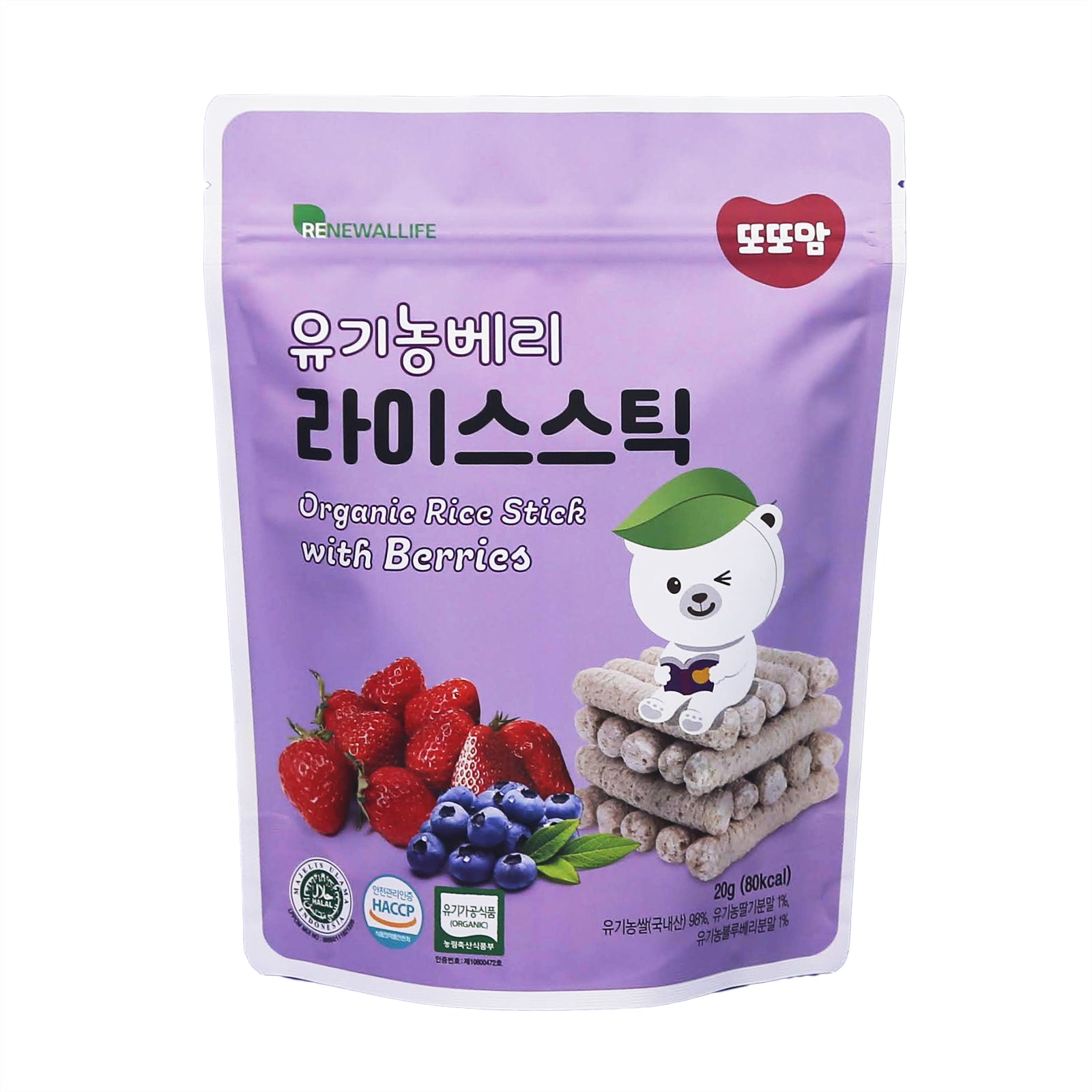 Renewallife DdoDdoMam Organic Rice Stick - Berry 20g