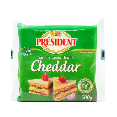 President Sandwich Cheddar Sliced Cheese 200g