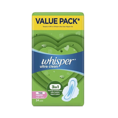 Whisper Ultra Clean Regular Flow Wing Pad 24cm x 36pcs