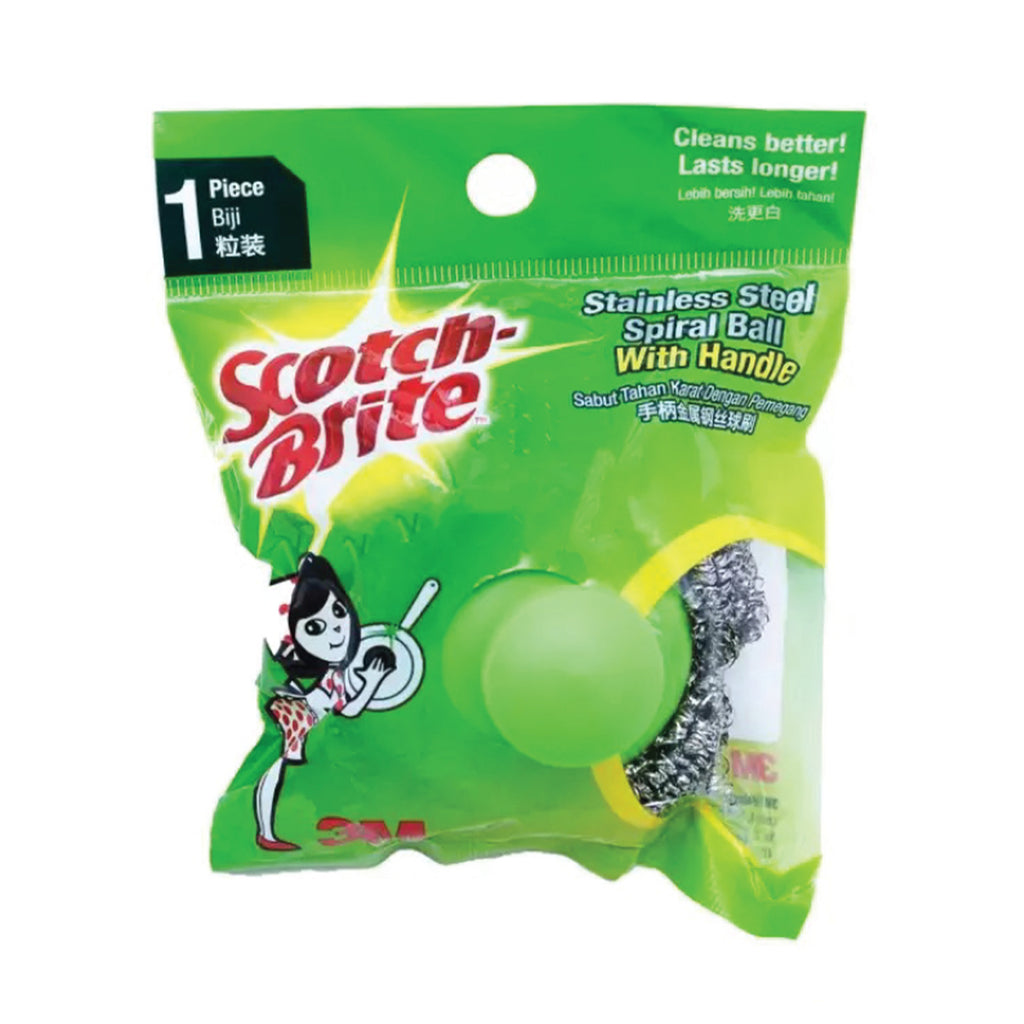 Scotch-Brite Stainless Steel Spiral Ball with Handle 1set