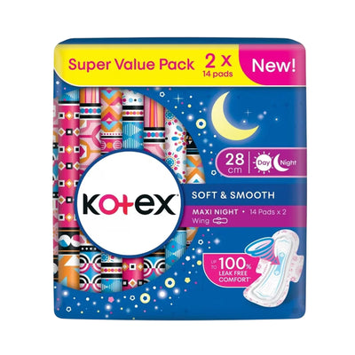 Kotex Soft and Smooth Overnight Wings Sanitary Pads 14sheet x 2