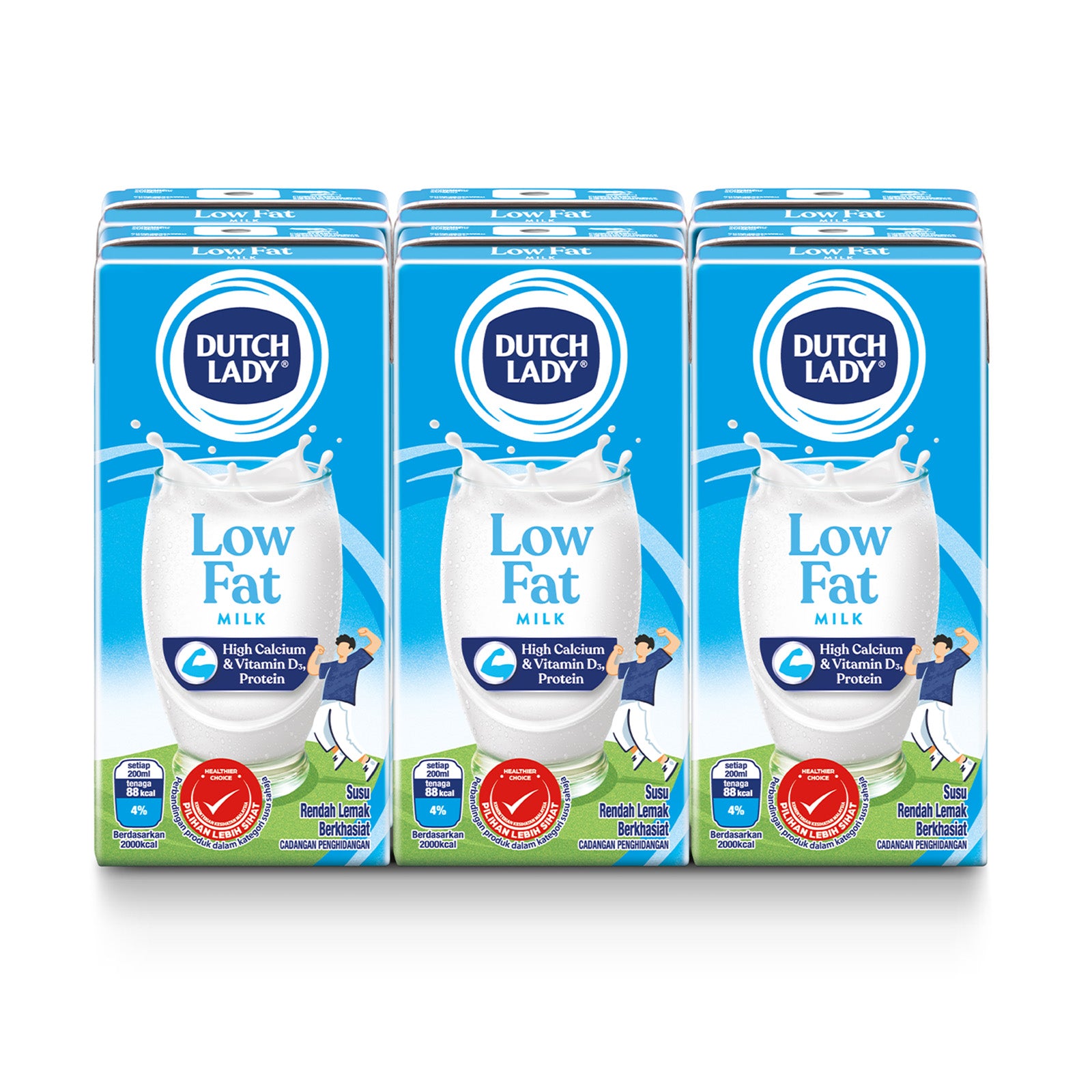 Dutch Lady Pure Farm Low Fat UHT Milk 200ml x 6