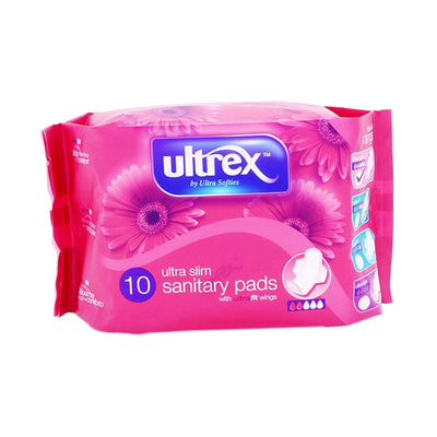 Ultrex Ultra Slim Sanitary Pads with Ultra Fit Wings 10pcs