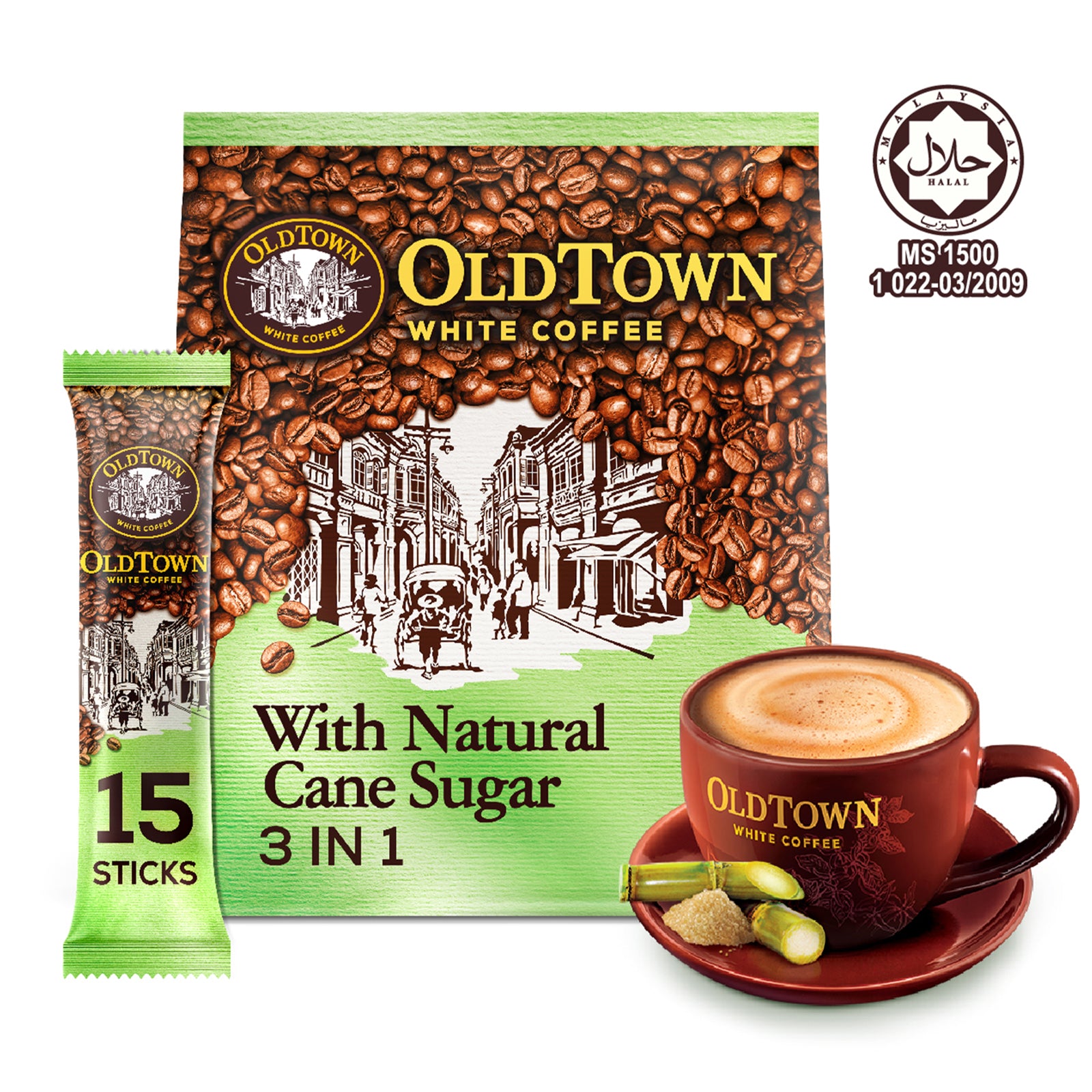 Old Town White Coffee 3-in-1 Cane Sugar 36g x 15