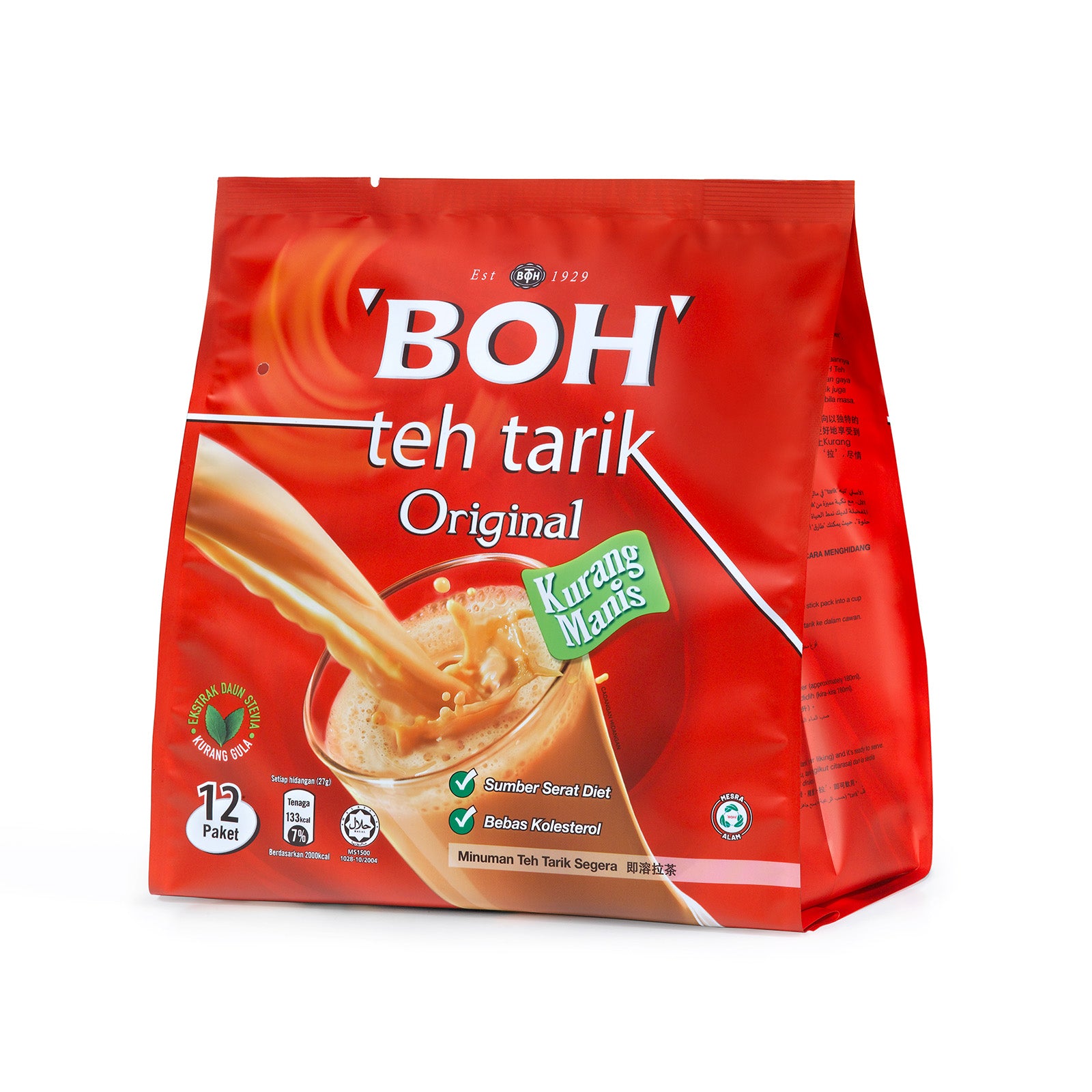Boh Teh Tarik Original Less Sweet 27g x 12