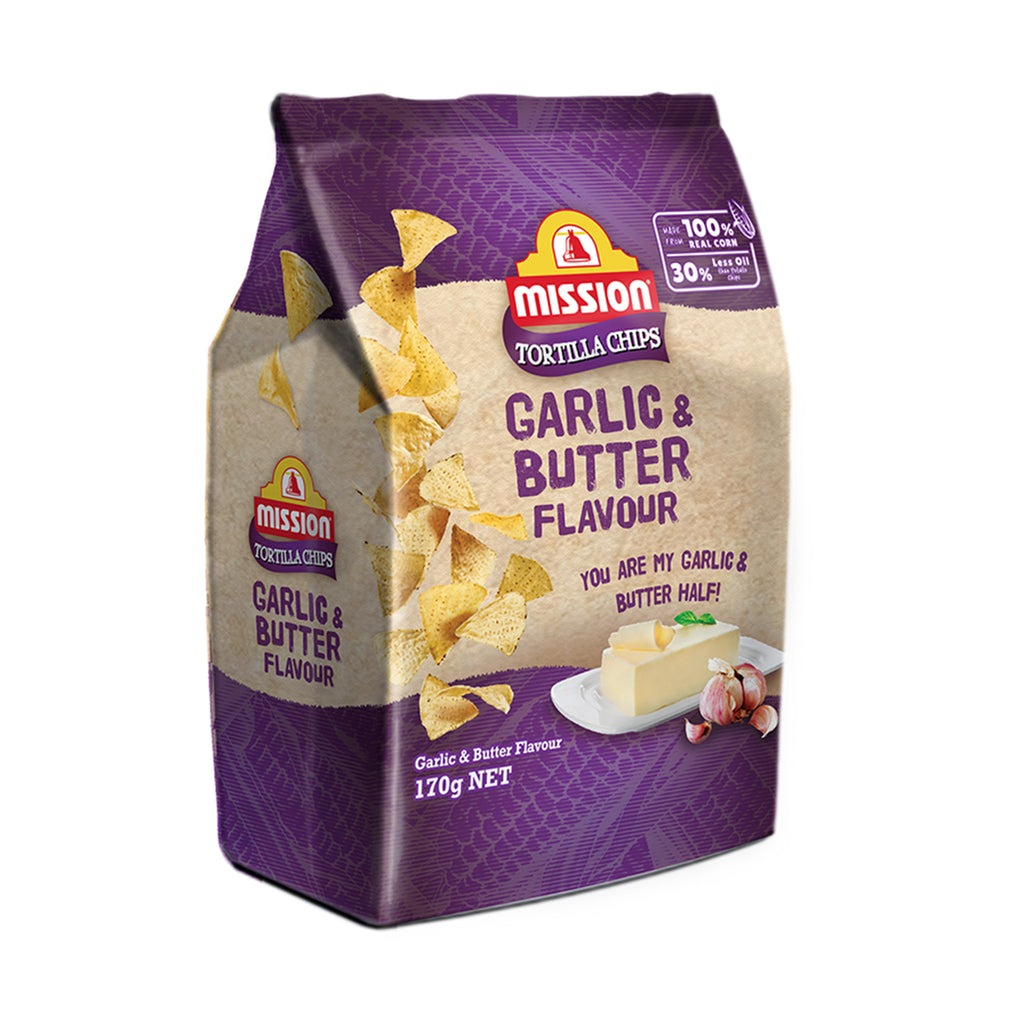 Mission Garlic and Butter Flavoured Tortilla Chips 170g