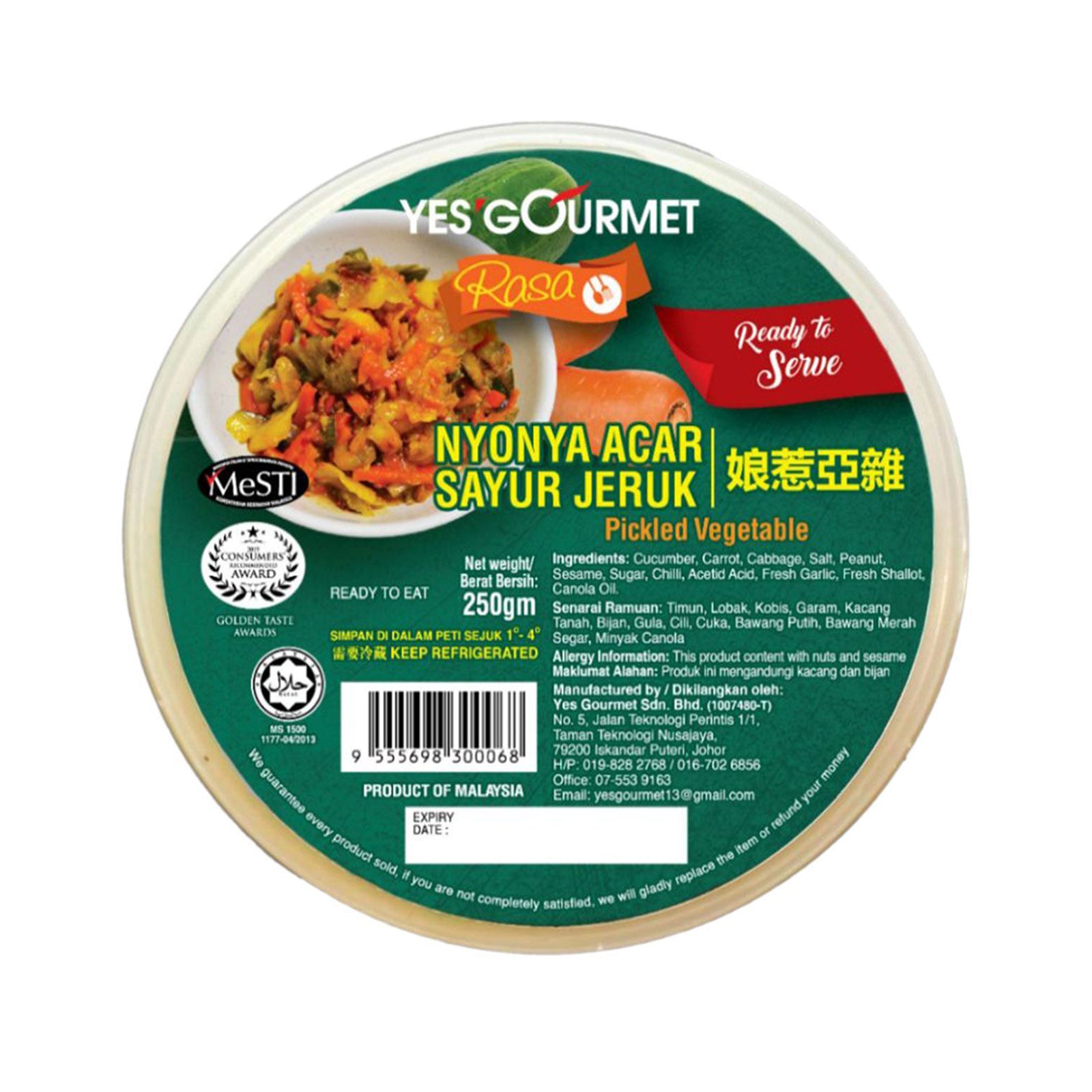 Yes Gourmet Nyonya Acar 250g