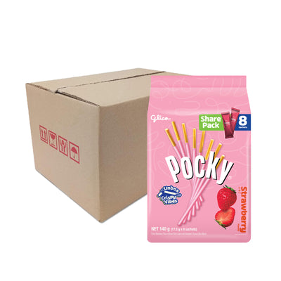 Glico Pocky Biscuit Stick Family Pack Strawberry Flavour 21g x 8
