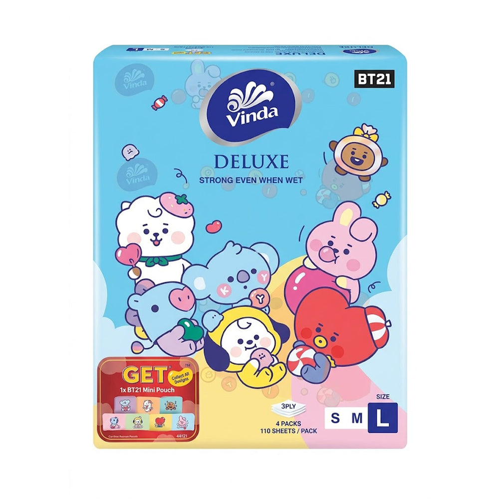 Vinda Deluxe 3ply Facial Tissues Soft Pack 110pcs x 4