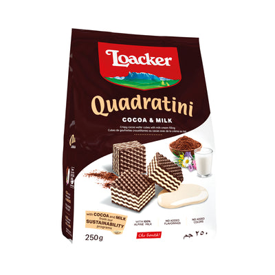 Loacker Quadratini Cocoa and Milk 250g