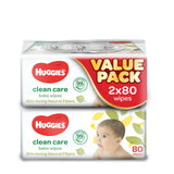 Huggies Baby Wipe Clean Care 80pcs x 2
