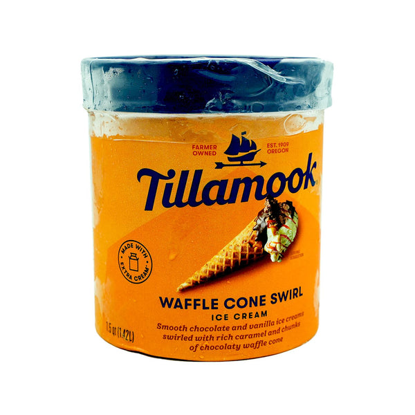 Tillamook Waffle Cone Swirl Ice Cream Tub 1.4L