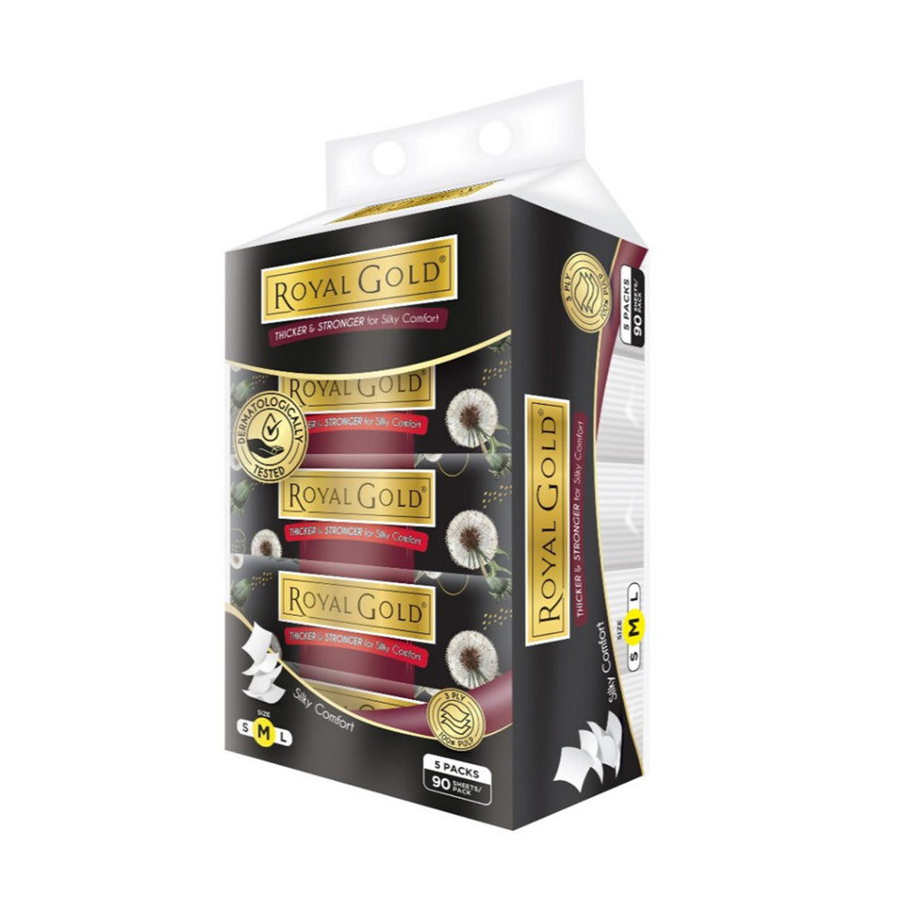 Royal Gold Luxurious White Travel Pack 3ply 90pcs x 5