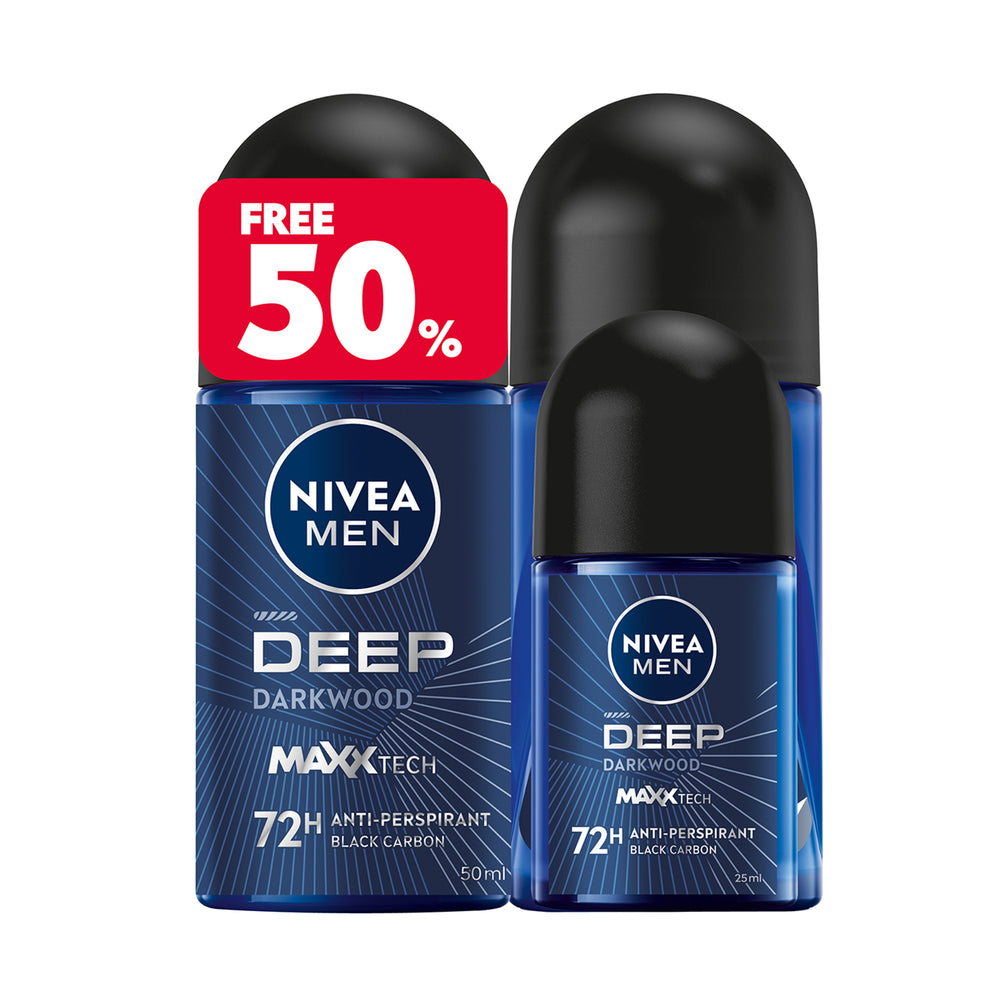 Nivea for Men Deep Deodorant Roll On 50ml + 25ml