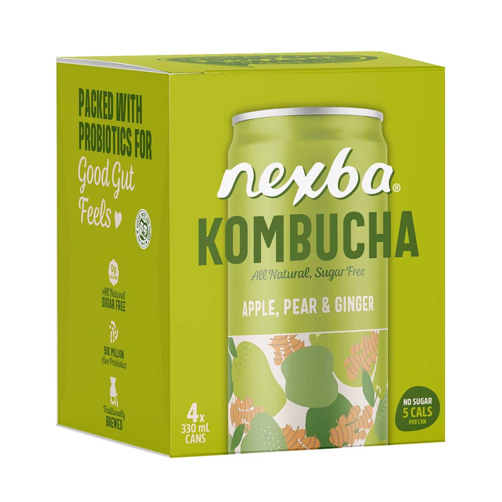 Nexba Apple Pear & Ginger Kombucha Drink 330ml