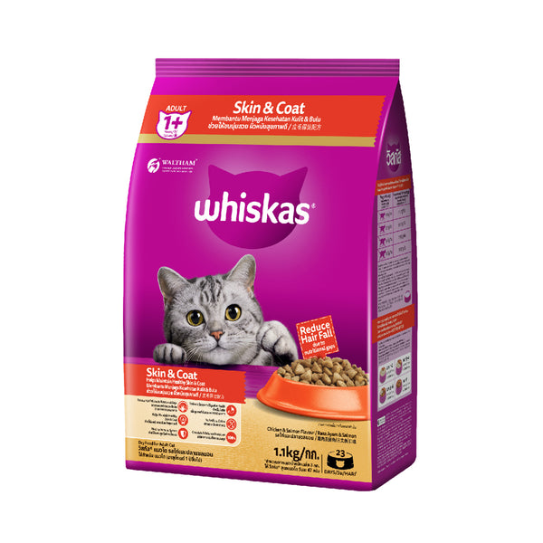 Whiskas Adult Years 1+ Skin & Coat (Chicken & Salmon Flavour) 1.1kg (highest price)
