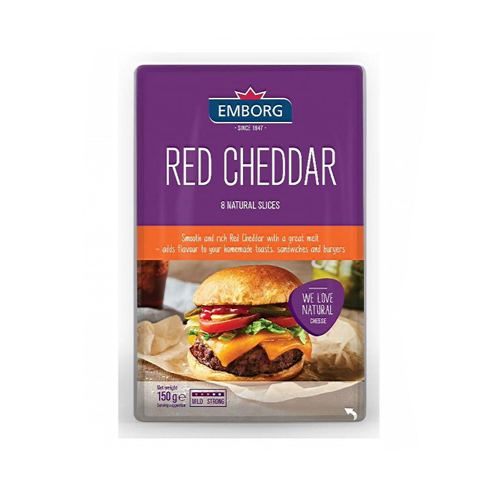 Emborg Red Cheddar Natural Sliced Cheese 150g