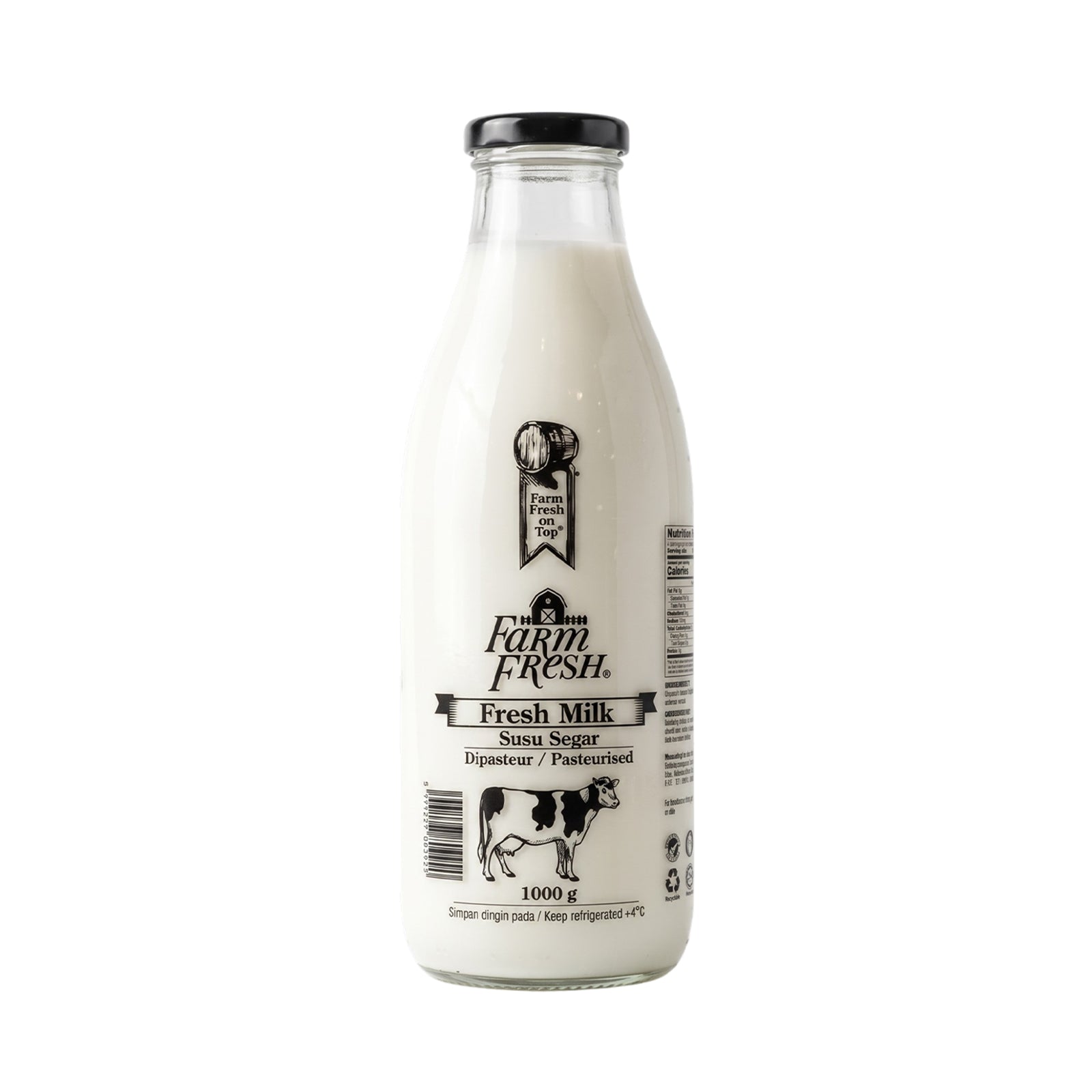 Farm Fresh Pasteurized Fresh Milk + Glass Bottle 1L
