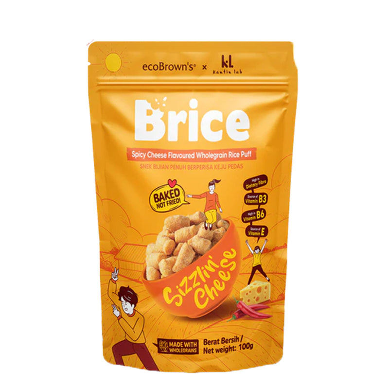 Eco Brown Brice Spicy Cheese Whole Grain Rice Puff Snack 100g