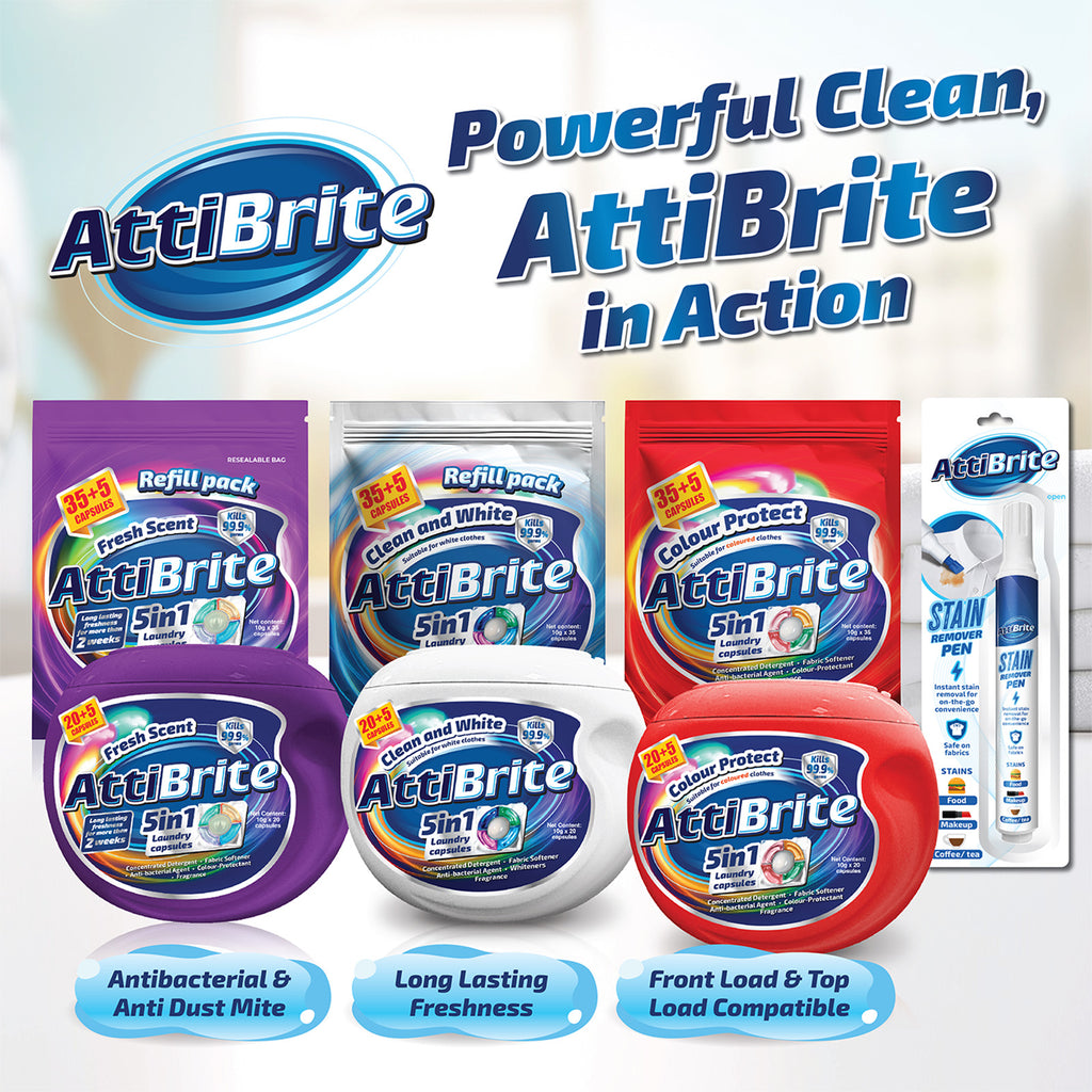 Attibrite Laundry Capsules Clean and White Refill 10g x 35