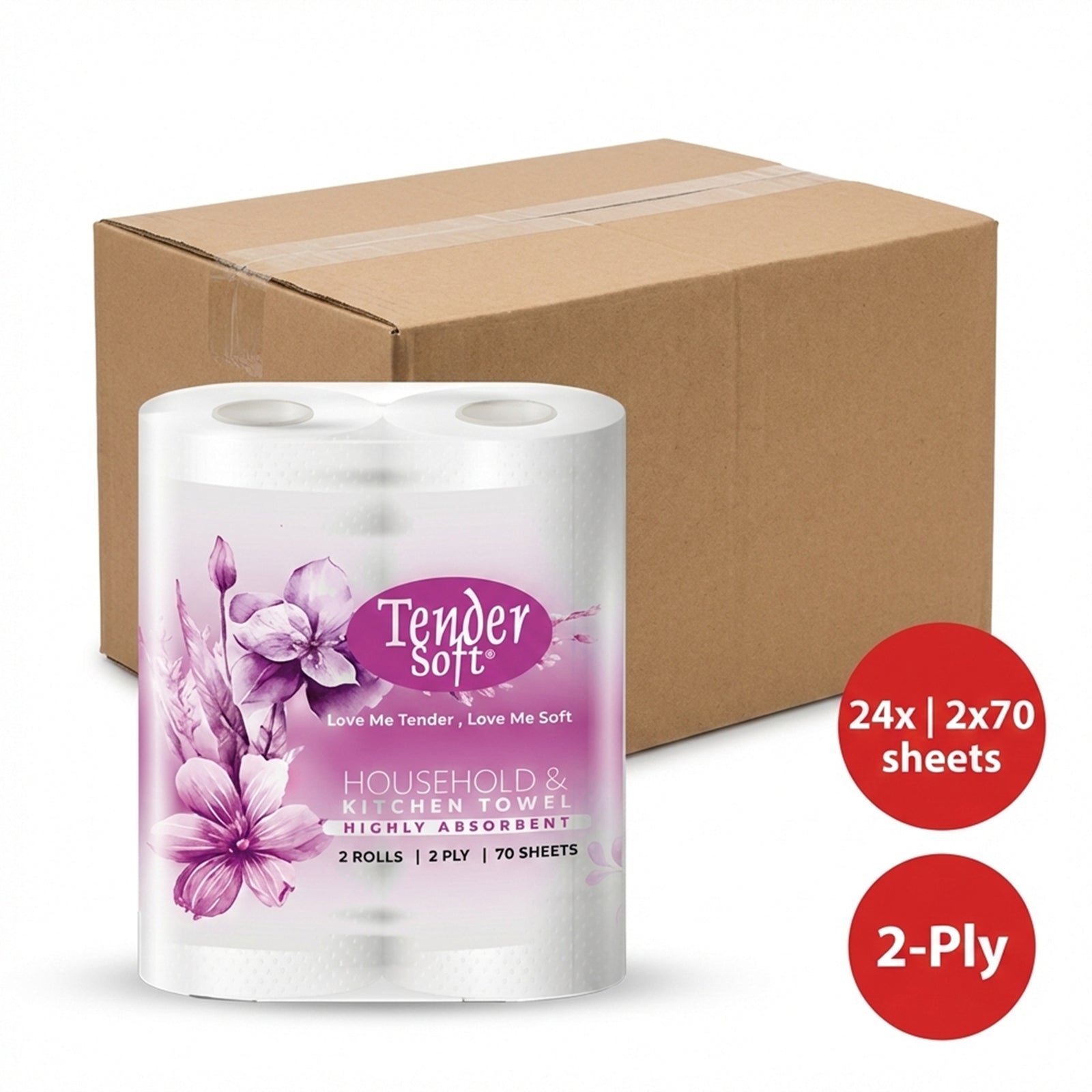 Tender Soft Kitchen Towel 2ply 70sheets x 2