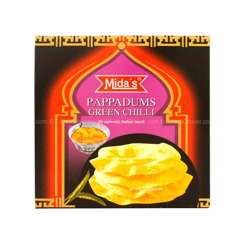 Mida’s Pappadums Green Chilli 110g